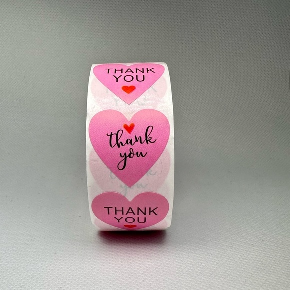 THANK YOU HEART STICKERS ENVELOPE SEALS LABELS STICKERS CRAFTS 1" ROUND - Picture 3 of 5